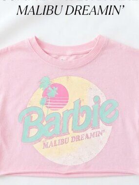 Barbie Malibu Dreamin Pink Crop Top T-Shirt Toddler Girls 18M